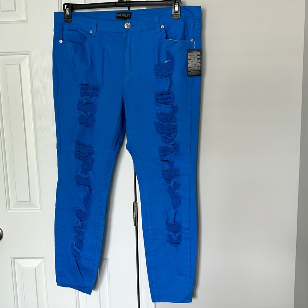 Royal Blue Distressed Jeans